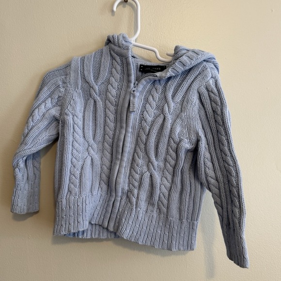 Lands End Kids Cable Knit Hooded Zip Sweater Lilac Purple & Blue Set Cozycore - Picture 4 of 8